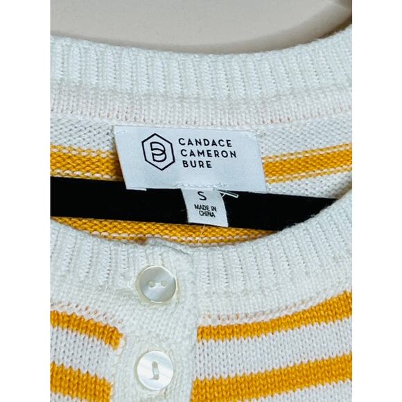 NWT Candace Cameron Bure Soft Boatneck Half Placket Sweater Amber Stripe SIZE S - Picture 5 of 7